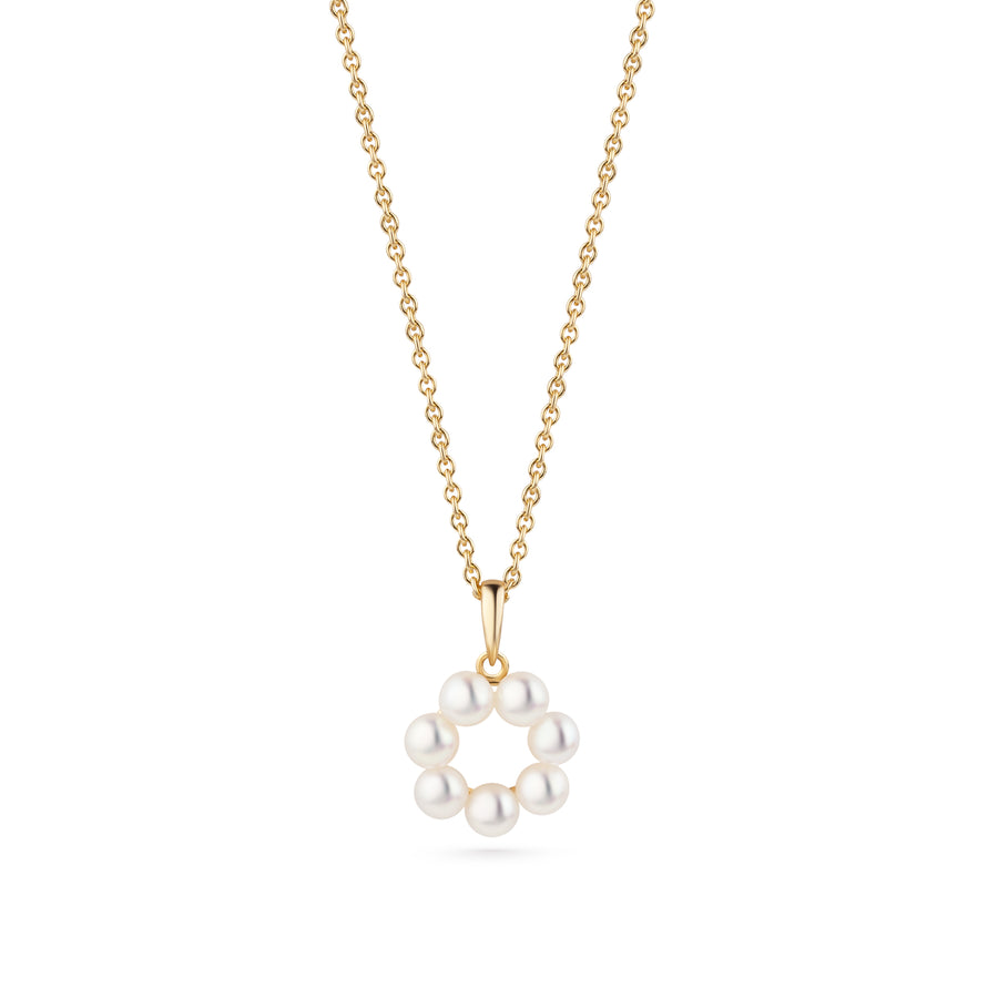 Halskette PEARL CIRCLE aus 585 Gold mit Süßwasserperlen – Vorderansicht
