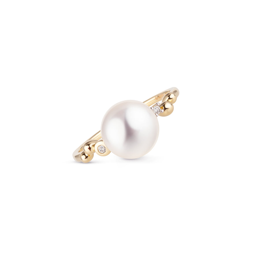 BOUTON BRILLANT Ring aus 585 Gold mit Süßwasserperle und Brillanten – Vorderansicht