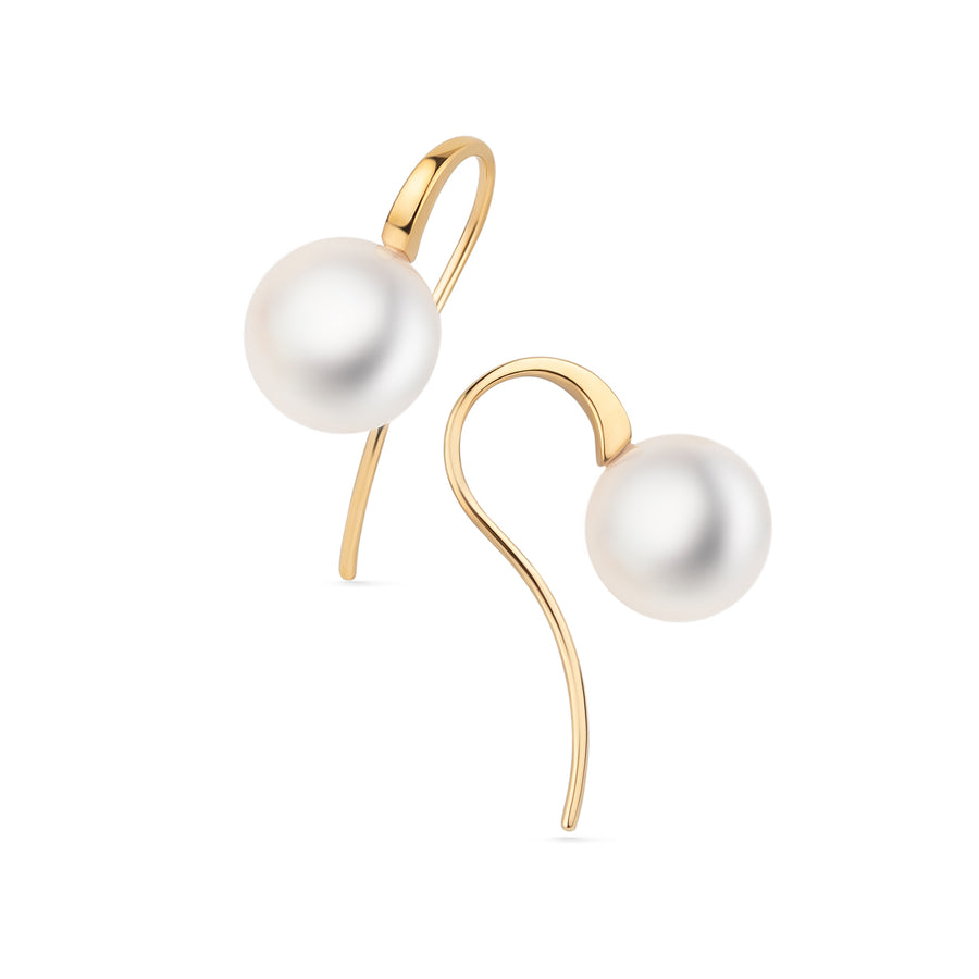 Ohrringe 750 Gelbgold mit weißer Akoya-Zuchtperle – minimalistisch-elegantes Design ESTELLA
