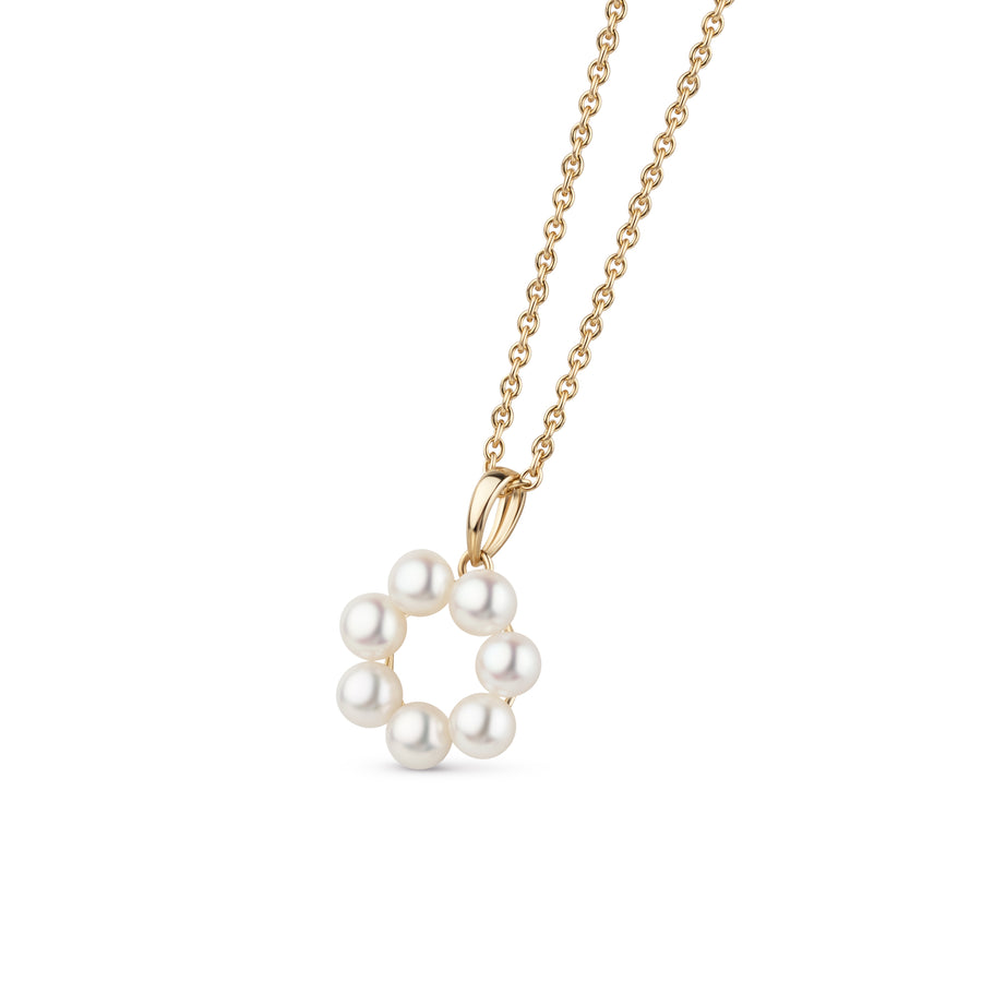 Halskette PEARL CIRCLE aus 585 Gold mit Süßwasserperlen – Seitenansicht