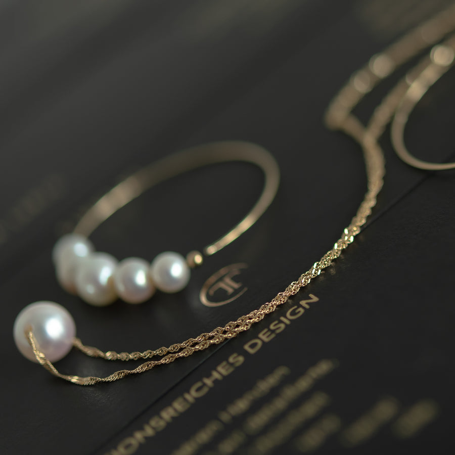 Halskette aus 750 Gold mit Akoya-Perle - LUNE
