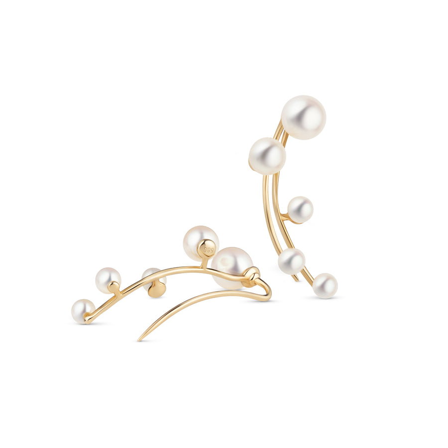 Ohrschmuck aus 585 Gold mit Süßwasserperlen – Seitenansicht