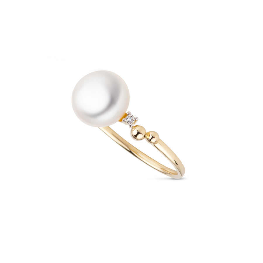 BOUTON BRILLANT Ring aus 585 Gold mit Süßwasserperle und Brillanten – Seitenansicht
