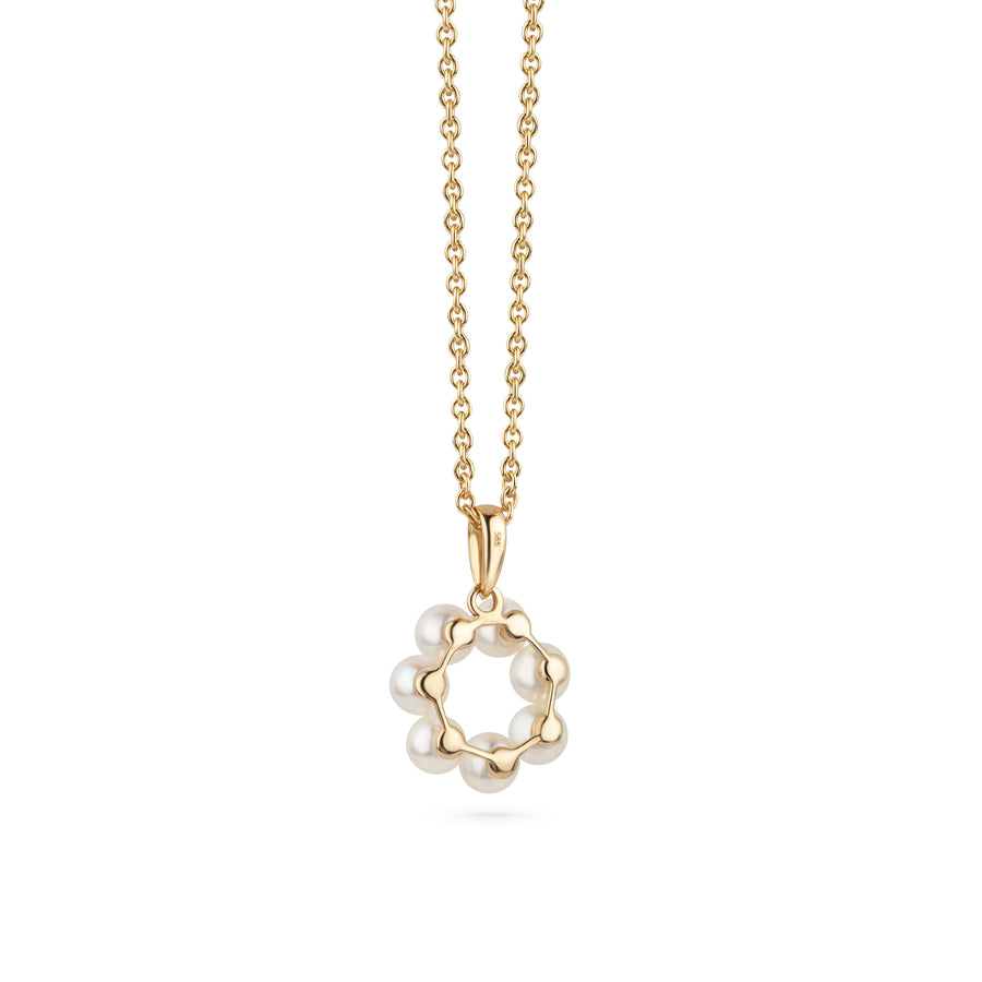 Rückansicht des PEARL CIRCLE Anhängers mit 585 Gold und Süßwasserperlen